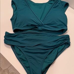 Bleu Rod Beattie Aqua 2 Piece Swimsuit with Wrap Bikini Top